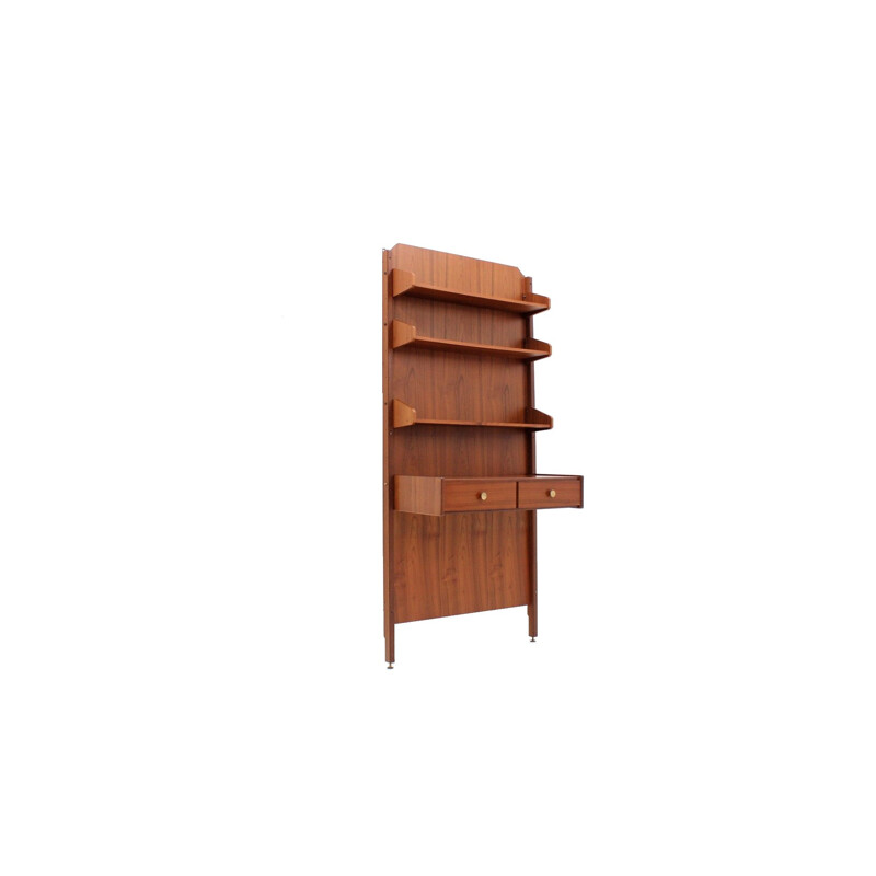 Mid century teak wall shelving desk 1950s