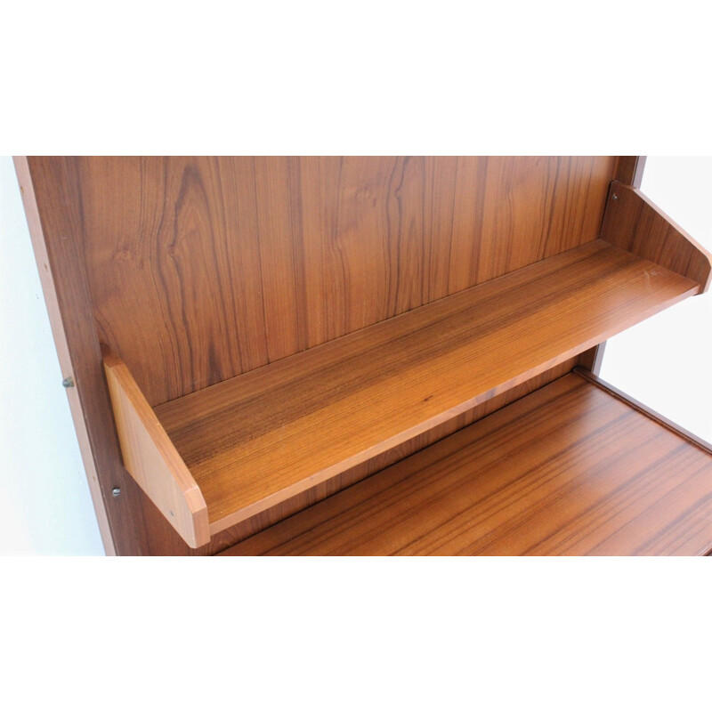 Mid century teak wall shelving desk 1950s