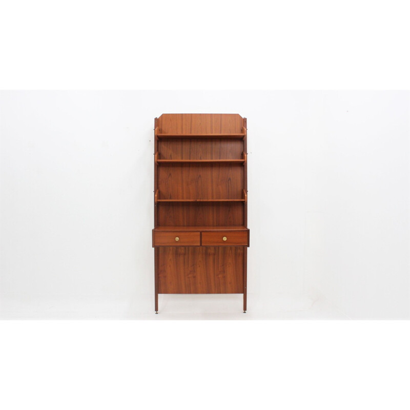 Mid century teak wall shelving desk 1950s