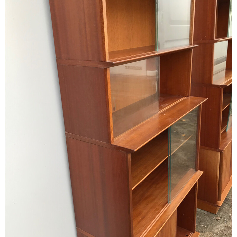 Pair of Oscar vintage mahogany bookcases, 1970