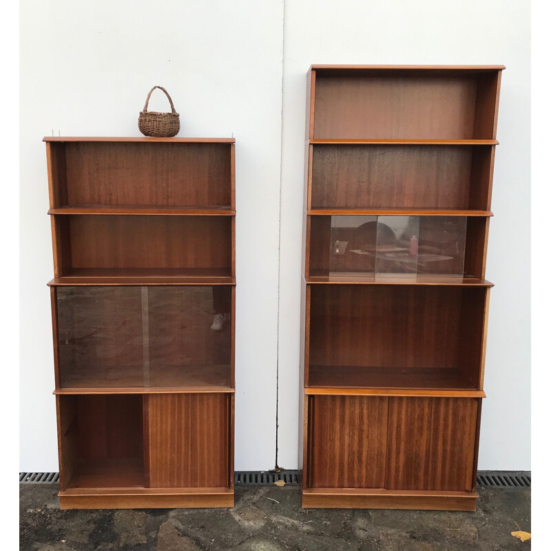 Pair of Oscar vintage mahogany bookcases, 1970