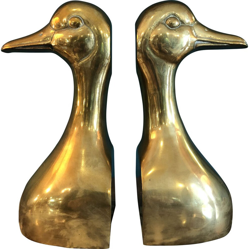 Vintage brass bookweight with duck head