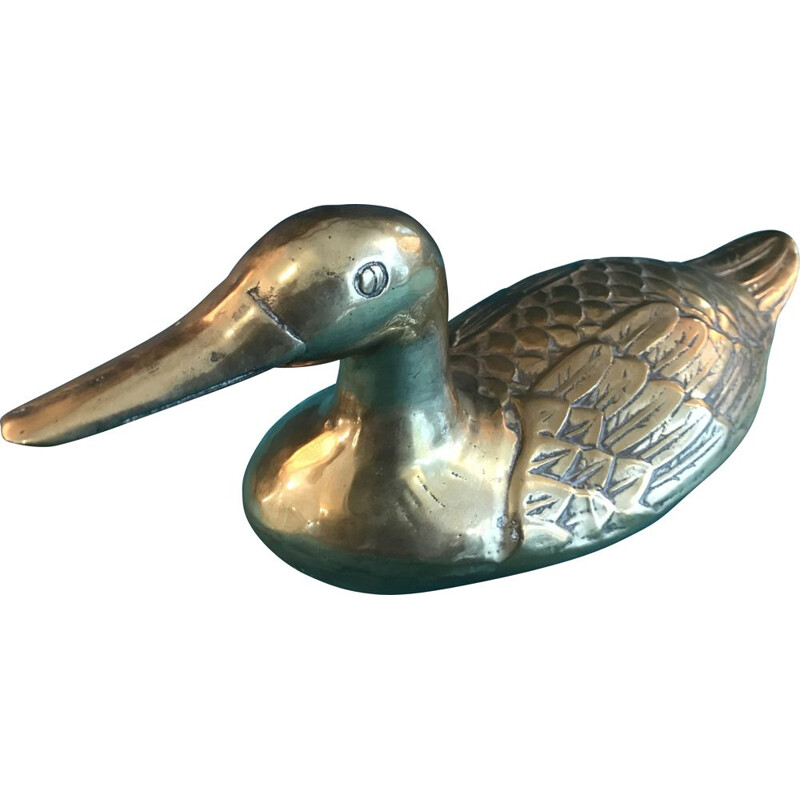 Vintage gold plated brass duck deco