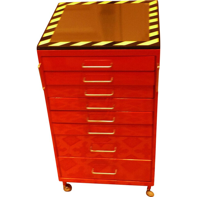 Vintage lacquered wood chest of drawers "dentist