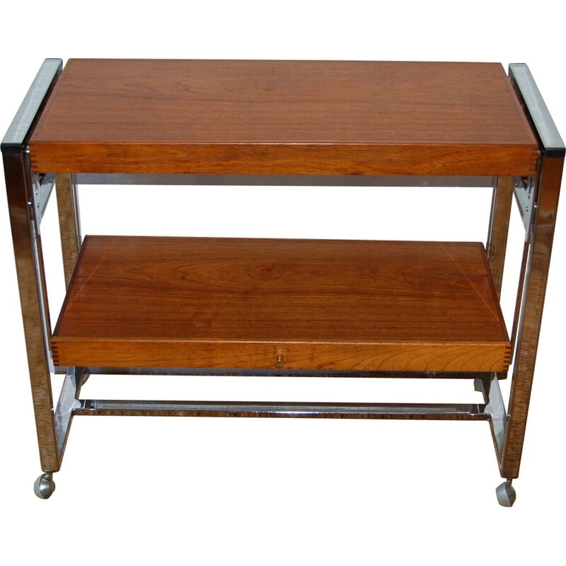Vintage Teak Chrome metamorphic trolley table 1970