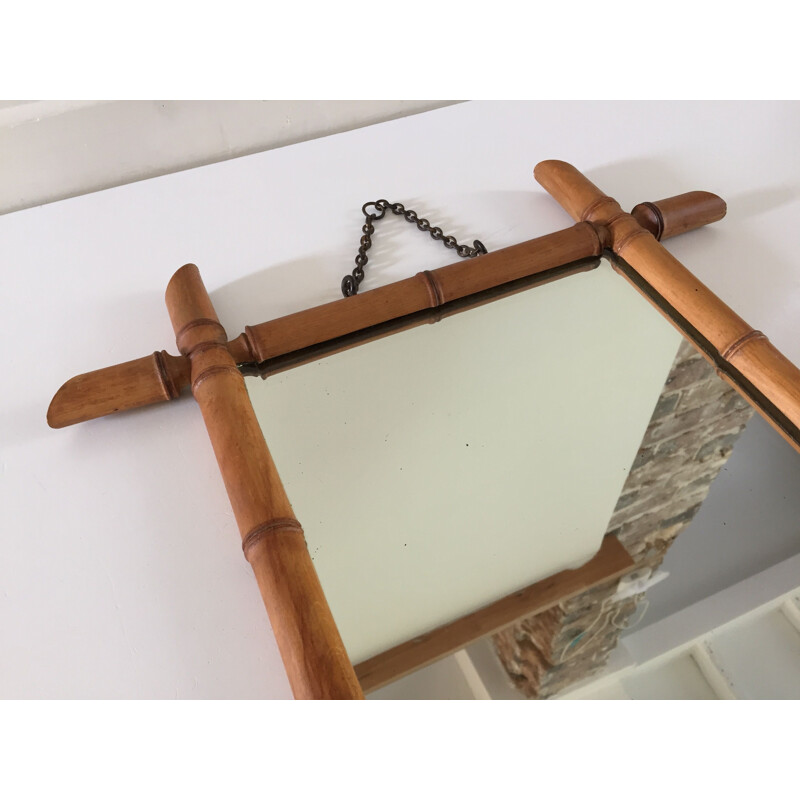 Vintage bamboo mirror 1950