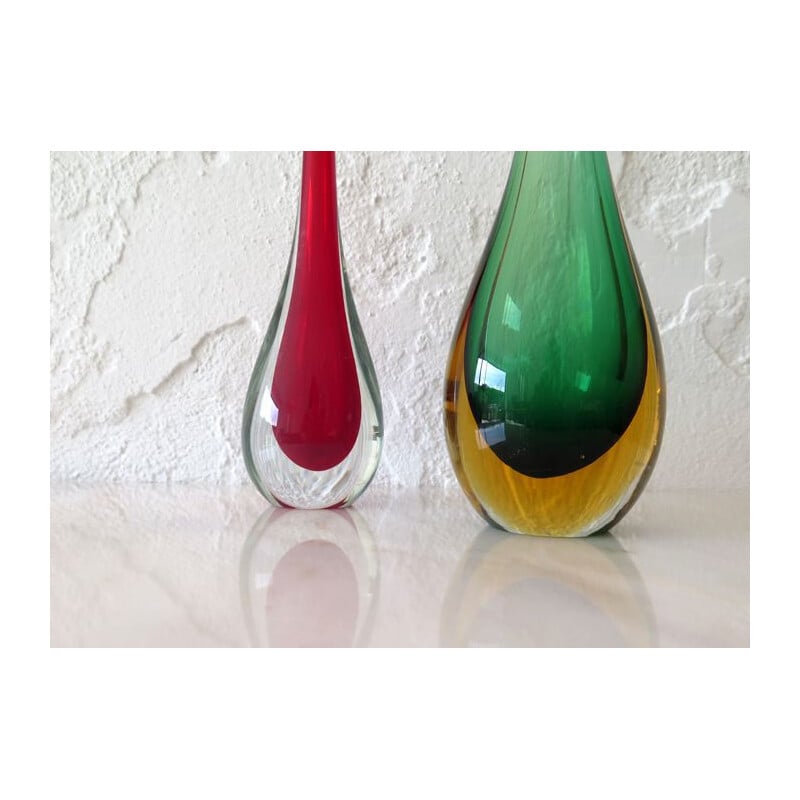 Pair of vintage Murano glass flower vases