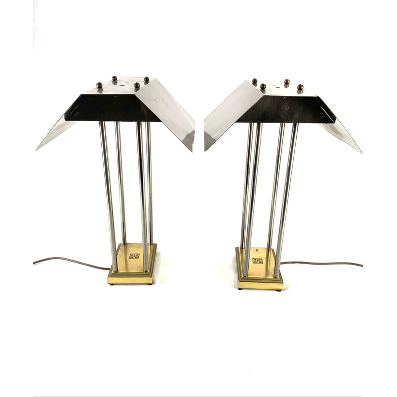 Paire de lampes vintage Méga Watt en laiton, Peter Ghyczy, Pays-Bas 1981