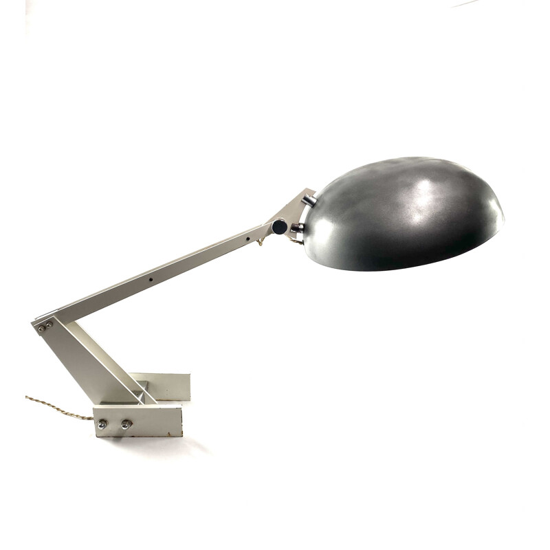 Lámpara de escritorio vintage de acero esmaltado de Wim Rietveld para Gispen, Países Bajos 1960