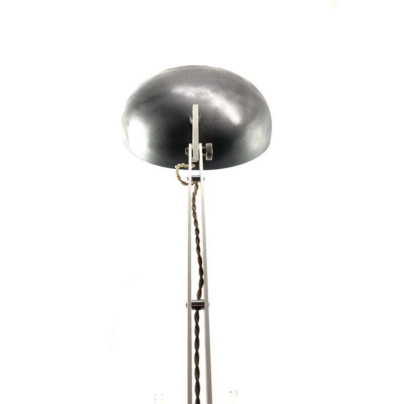Vintage zware geëmailleerde stalen bureaulamp van Wim Rietveld voor Gispen, Nederland 1960