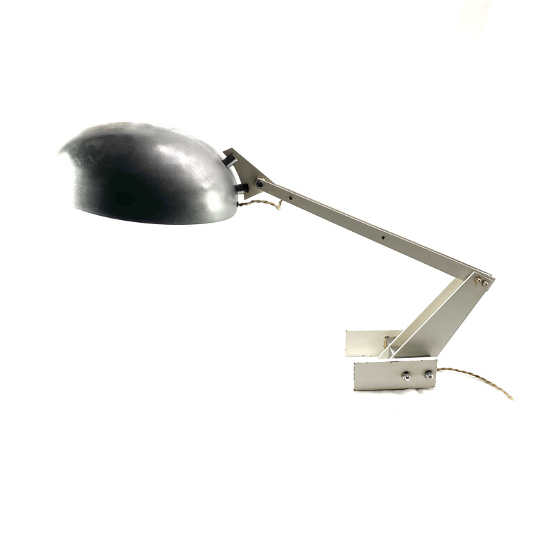 Lámpara de escritorio vintage de acero esmaltado de Wim Rietveld para Gispen, Países Bajos 1960