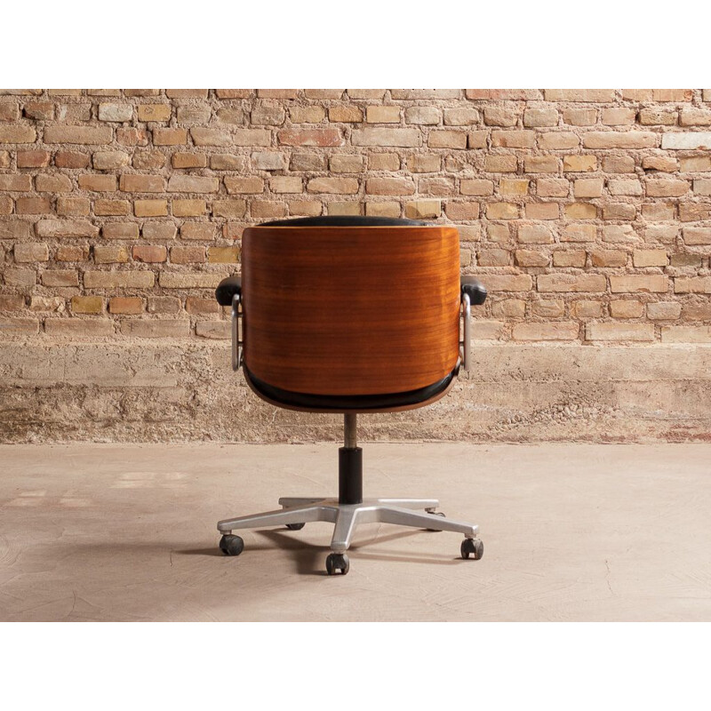 Vintage black leatherette office armchair by Martin Stoll