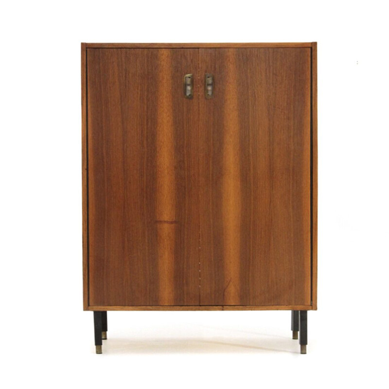 Vintage teak shoe wardrobe, Italy 1950