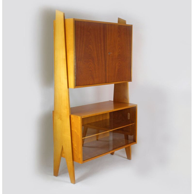 Vintage wall bookcase, Czechoslovakia 1960