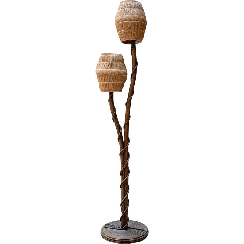 Lampada da terra in legno vintage, 1960