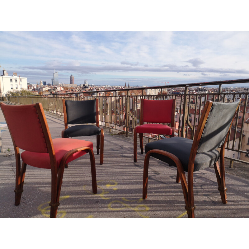 Set of 4 vintage chairs by Hugues Steiner 1950