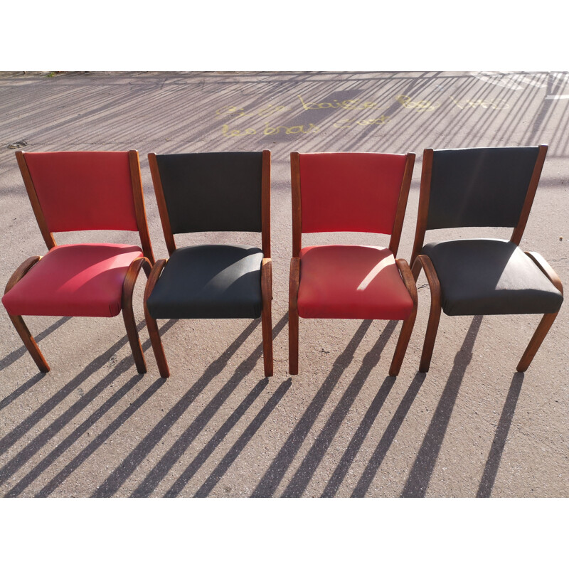 Set of 4 vintage chairs by Hugues Steiner 1950