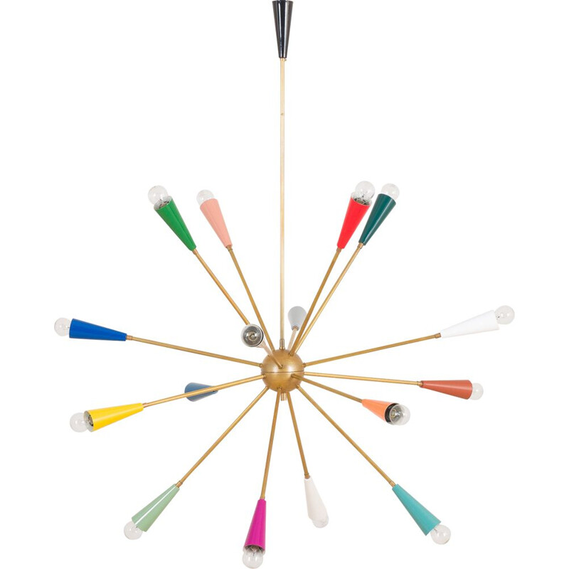 Colorful vintage chandelier from Sputnik, Italy 1950