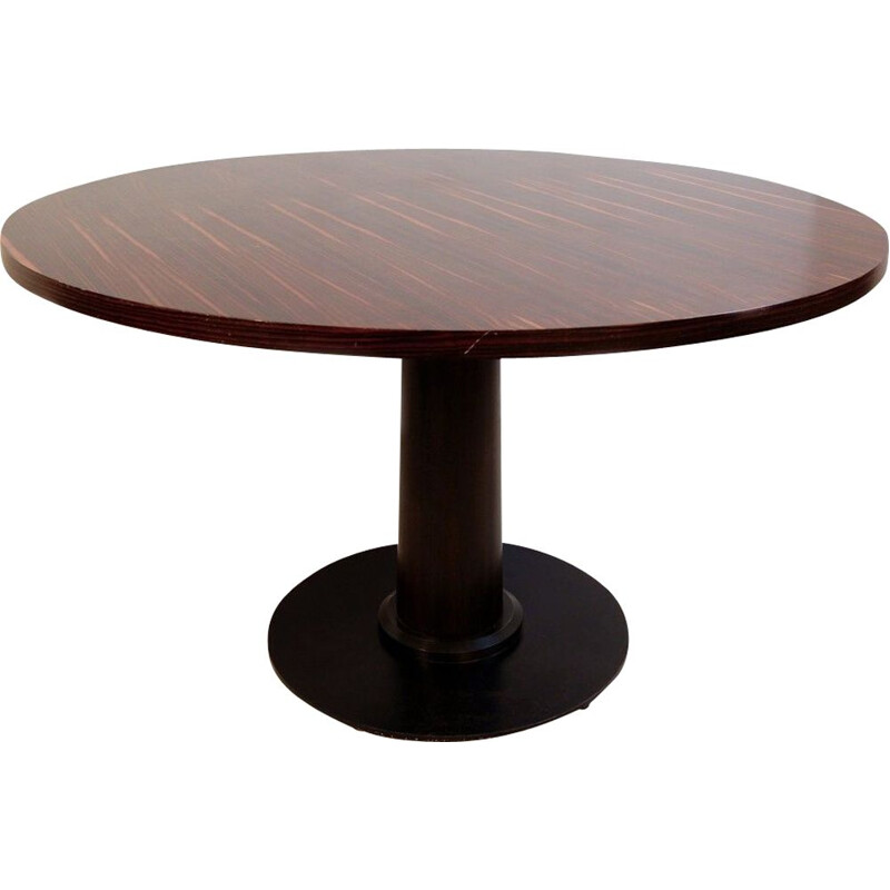 Vintage round macassar ebony dining table