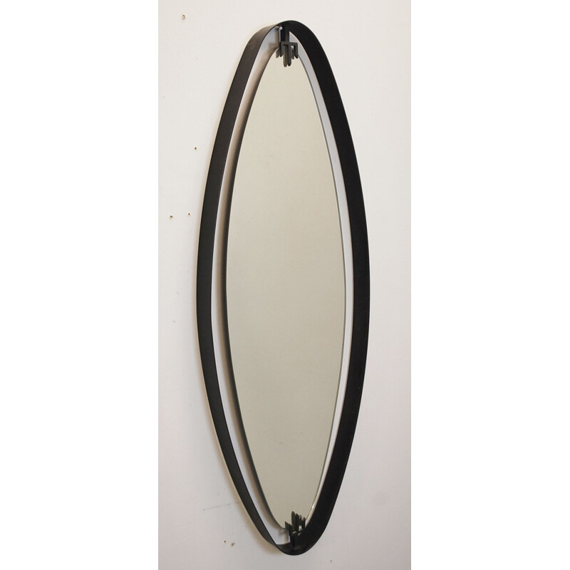 Vintage ijzeren ovale spiegel van Sant'Ambrogio en Berti, 1950