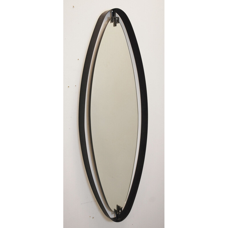 Vintage oval iron mirror of Sant'Ambrogio and Berti, 1950