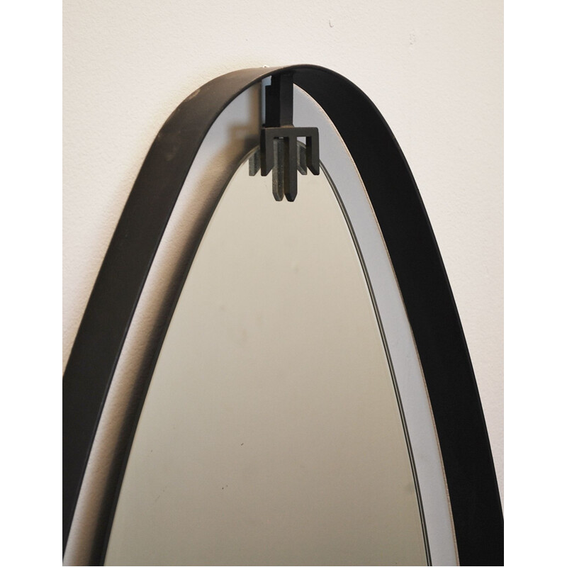 Vintage oval iron mirror of Sant'Ambrogio and Berti, 1950