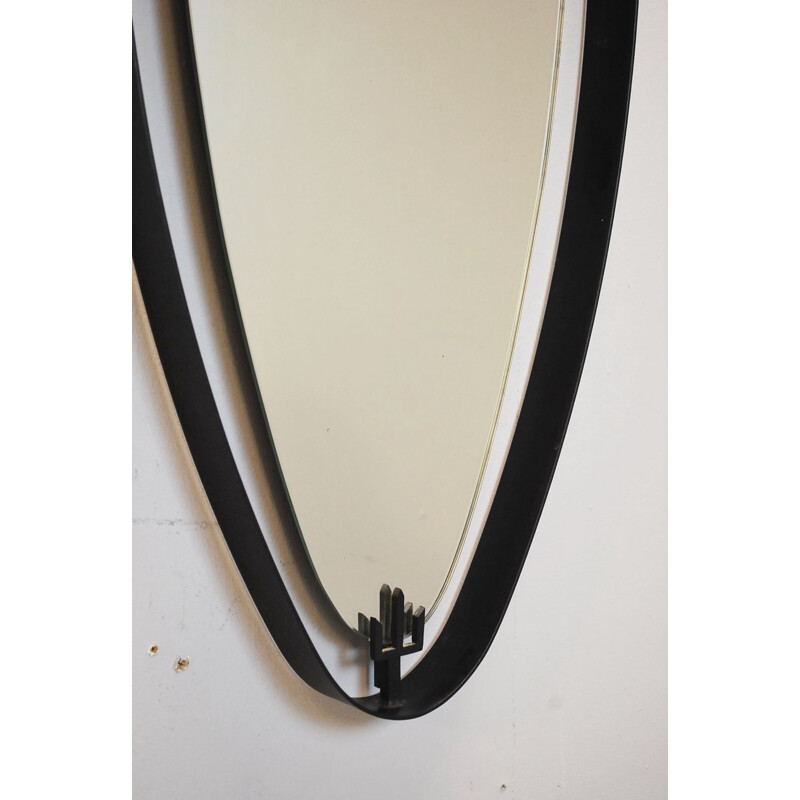 Vintage oval iron mirror of Sant'Ambrogio and Berti, 1950