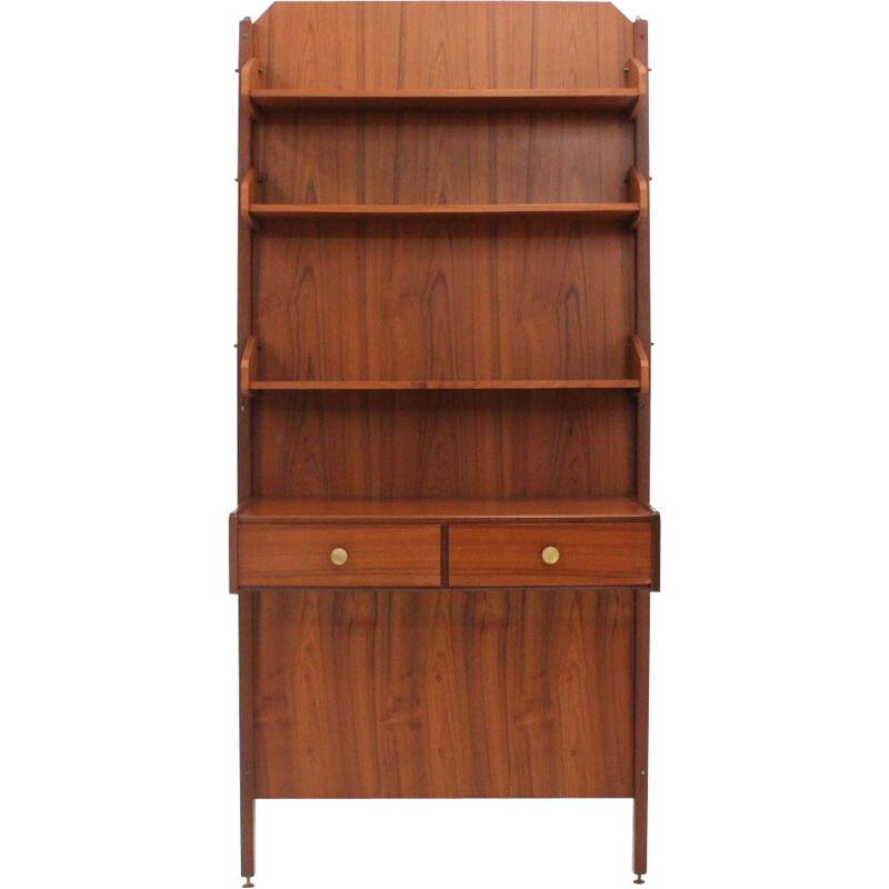 Mid century teak wall shelving desk 1950s