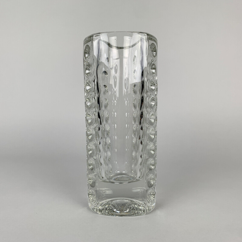 Vintage heavy glass vase by Rudolf Jurnikl for Rudolfova Hut, Czechoslovakia 1962
