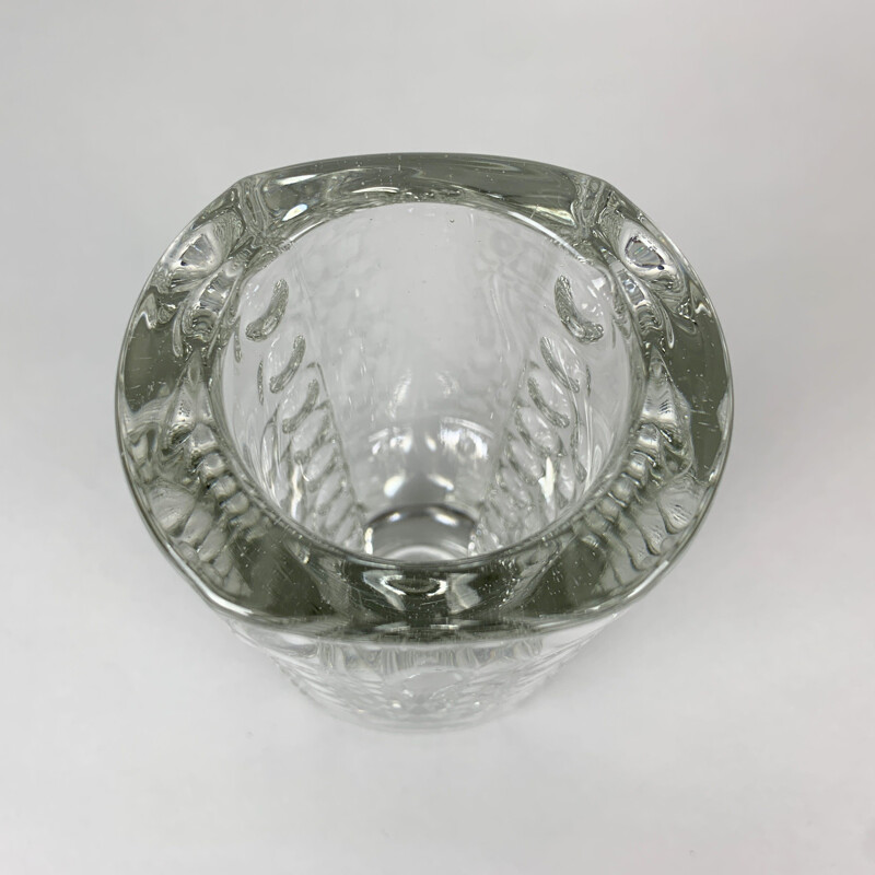 Vintage heavy glass vase by Rudolf Jurnikl for Rudolfova Hut, Czechoslovakia 1962