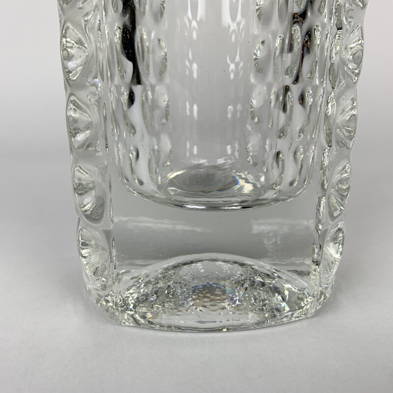 Vintage zware glazen vaas van Rudolf Jurnikl voor Rudolfova Hut, Tsjechoslowakije 1962