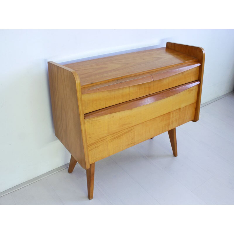 Cherrywood storage cabinet with mirror - 1950s