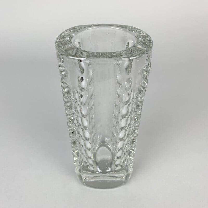 Vintage heavy glass vase by Rudolf Jurnikl for Rudolfova Hut, Czechoslovakia 1962