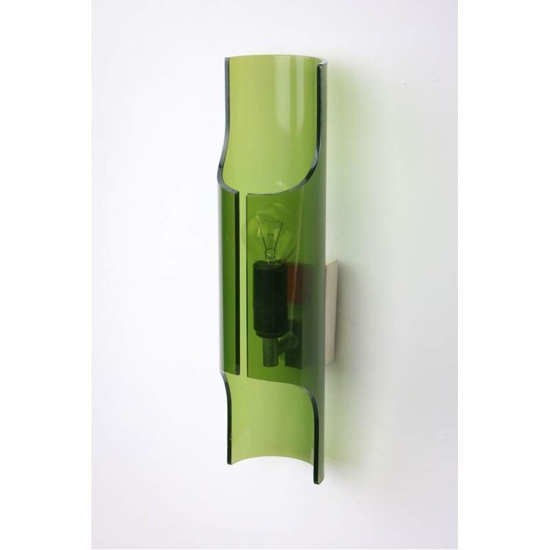 Applique vintage en plexiglas vert de Guzzini, Italie