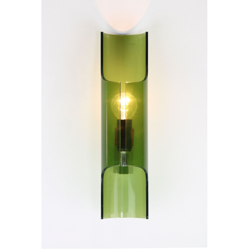 Vintage green Plexiglas wall lamp by Guzzini, Italy