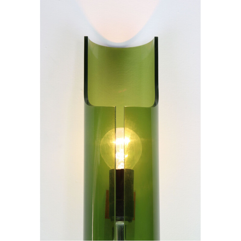 Vintage green Plexiglas wall lamp by Guzzini, Italy