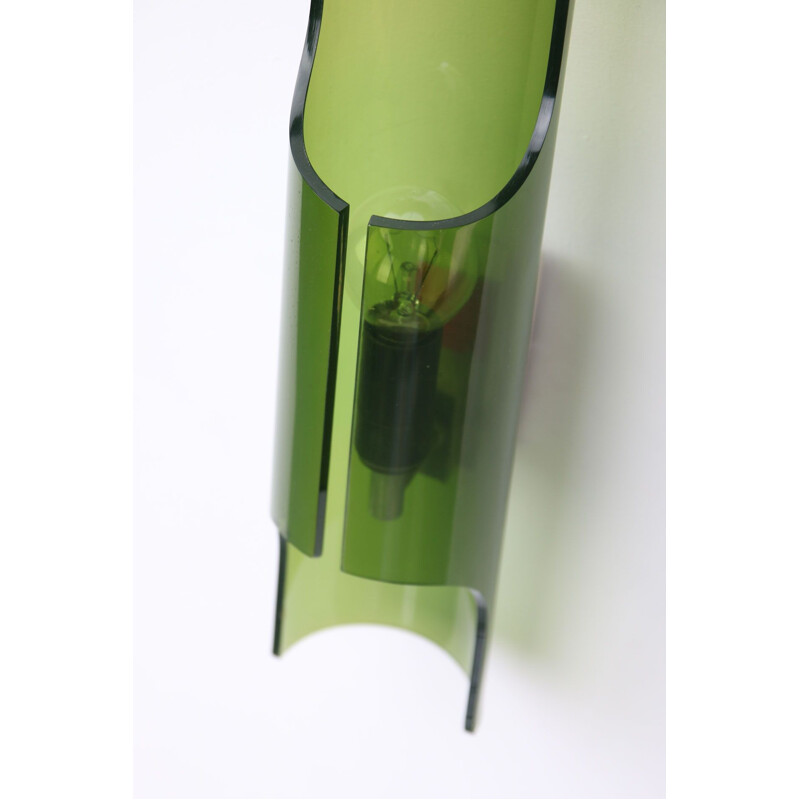 Vintage green Plexiglas wall lamp by Guzzini, Italy