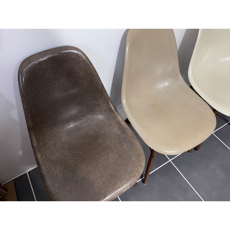 4 vintage DSW walnut chairs by Charles & Ray Eames for Herman Miller 1960