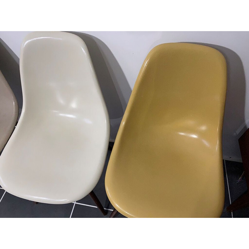 4 vintage DSW walnut chairs by Charles & Ray Eames for Herman Miller 1960