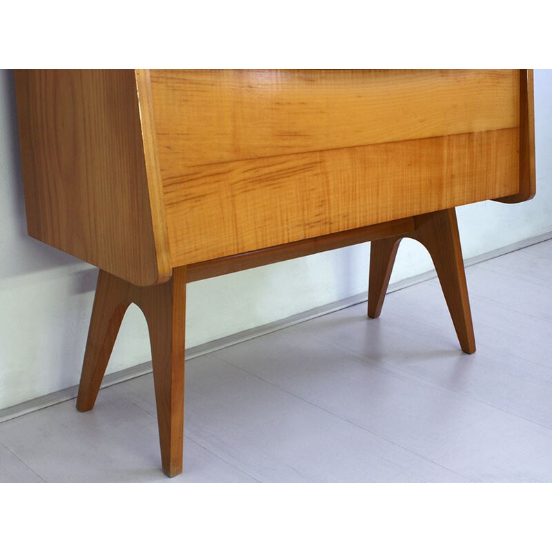 Cherrywood storage cabinet with mirror - 1950s