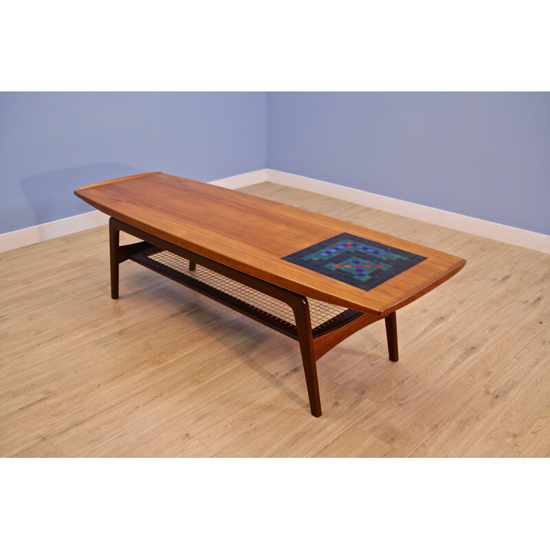 Vintage coffee table in teak with mosaic by Arne Hovmand Olsen for Mogens Kold Danish 1960s