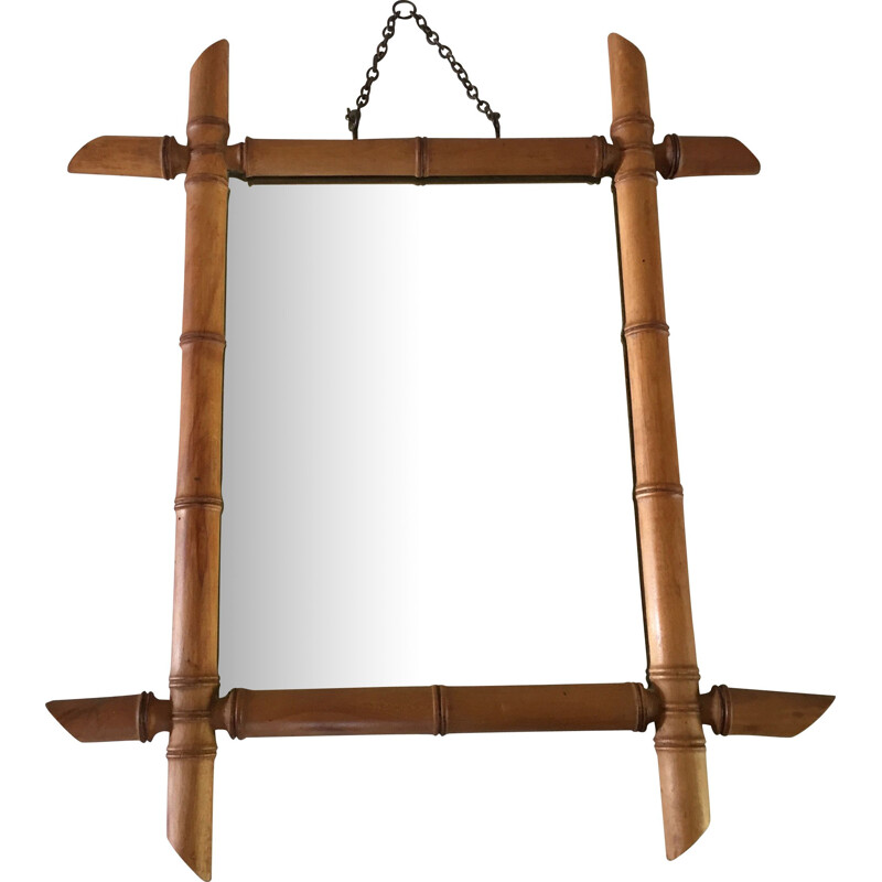 Vintage bamboo mirror 1950