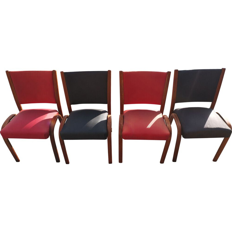 Ensemble de 4 chaises vintage par Hugues Steiner 1950