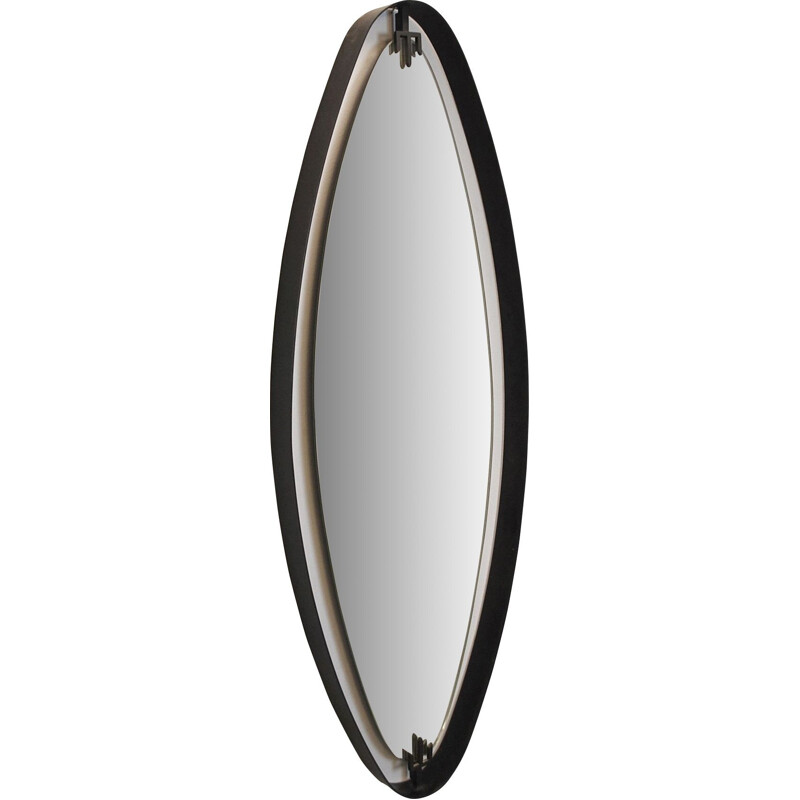 Vintage oval iron mirror of Sant'Ambrogio and Berti, 1950