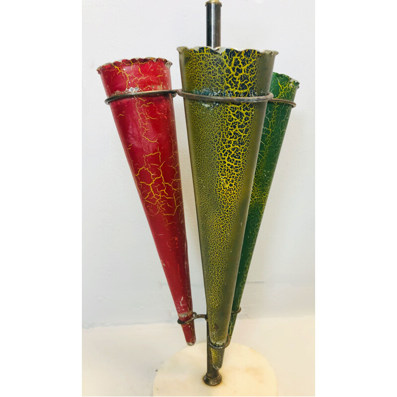 Vintage Brass and Marble Umbrella Stand, Italian 1950s