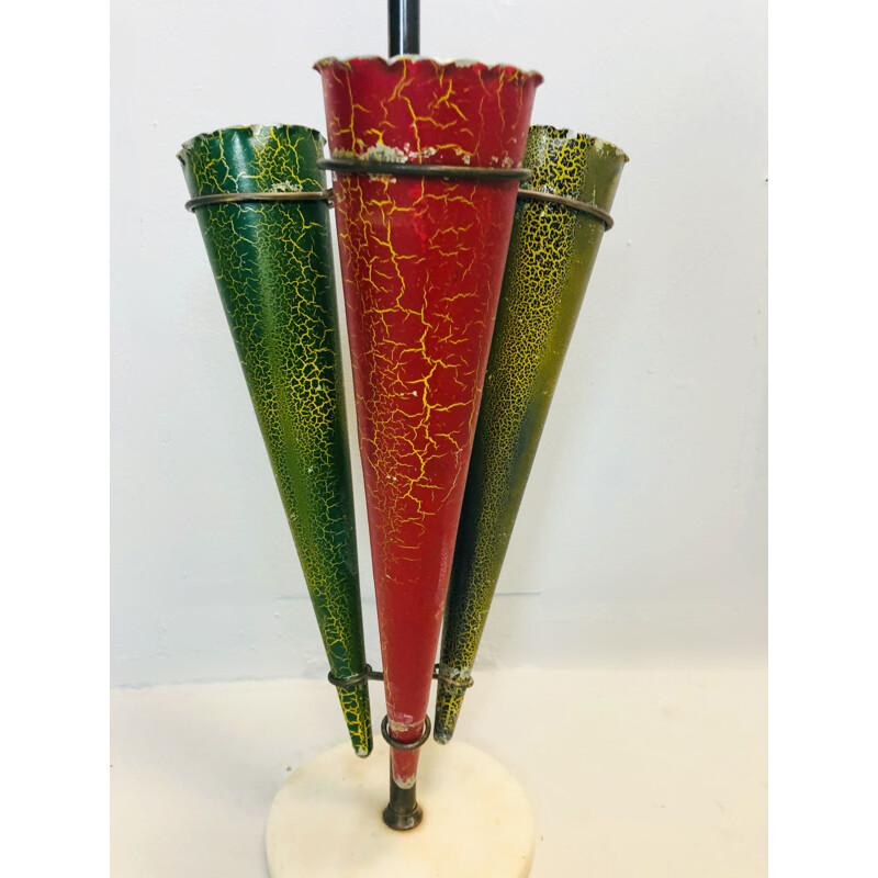 Vintage Brass and Marble Umbrella Stand, Italian 1950s