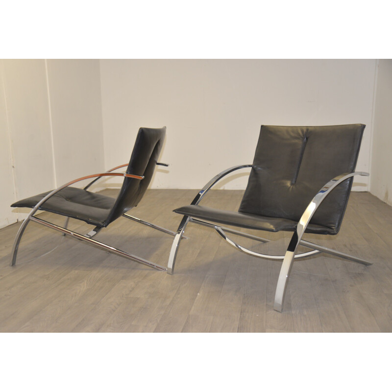 Pair of Strässle "Arco" lounge chairs, Paul TUTTLE - 1970s