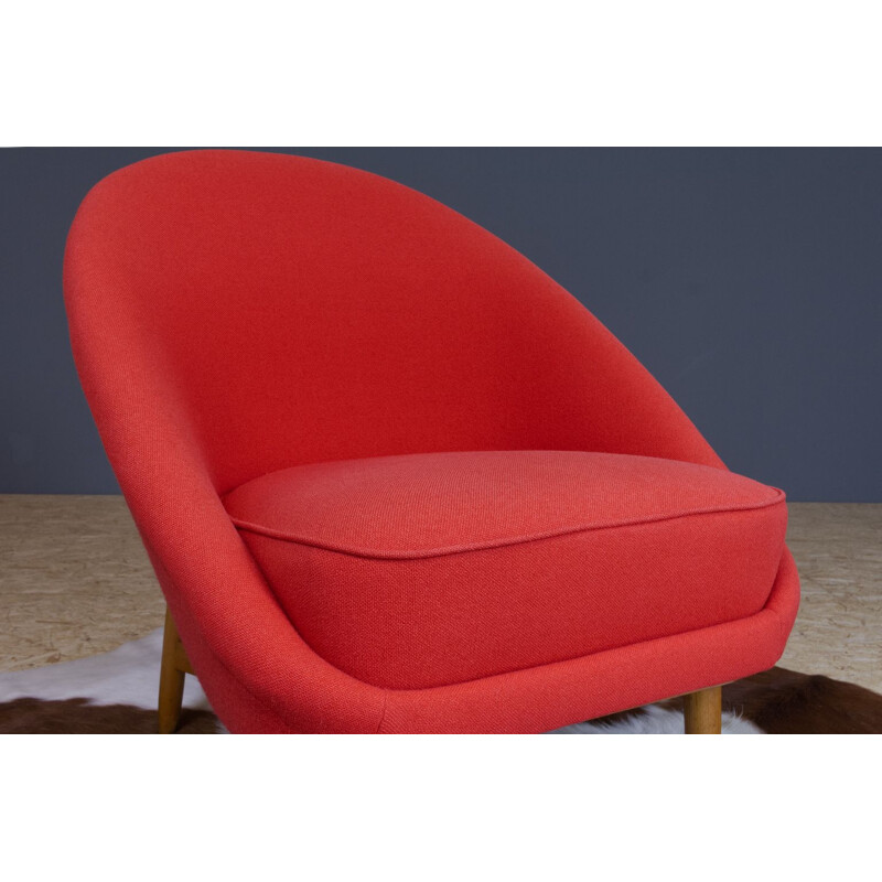 Fauteuil rouge vintage Club n 115 pour Artifort Theo Ruth Pays-Bas 1958