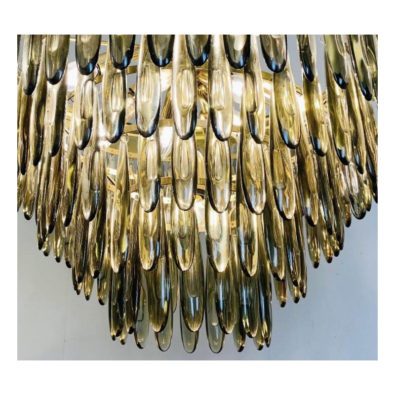 Vintage chandelier of falling Italian smoked glass