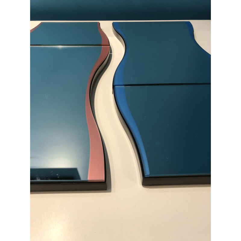 Vintage blue and pink mirror by Karim Rashid for Tonelli